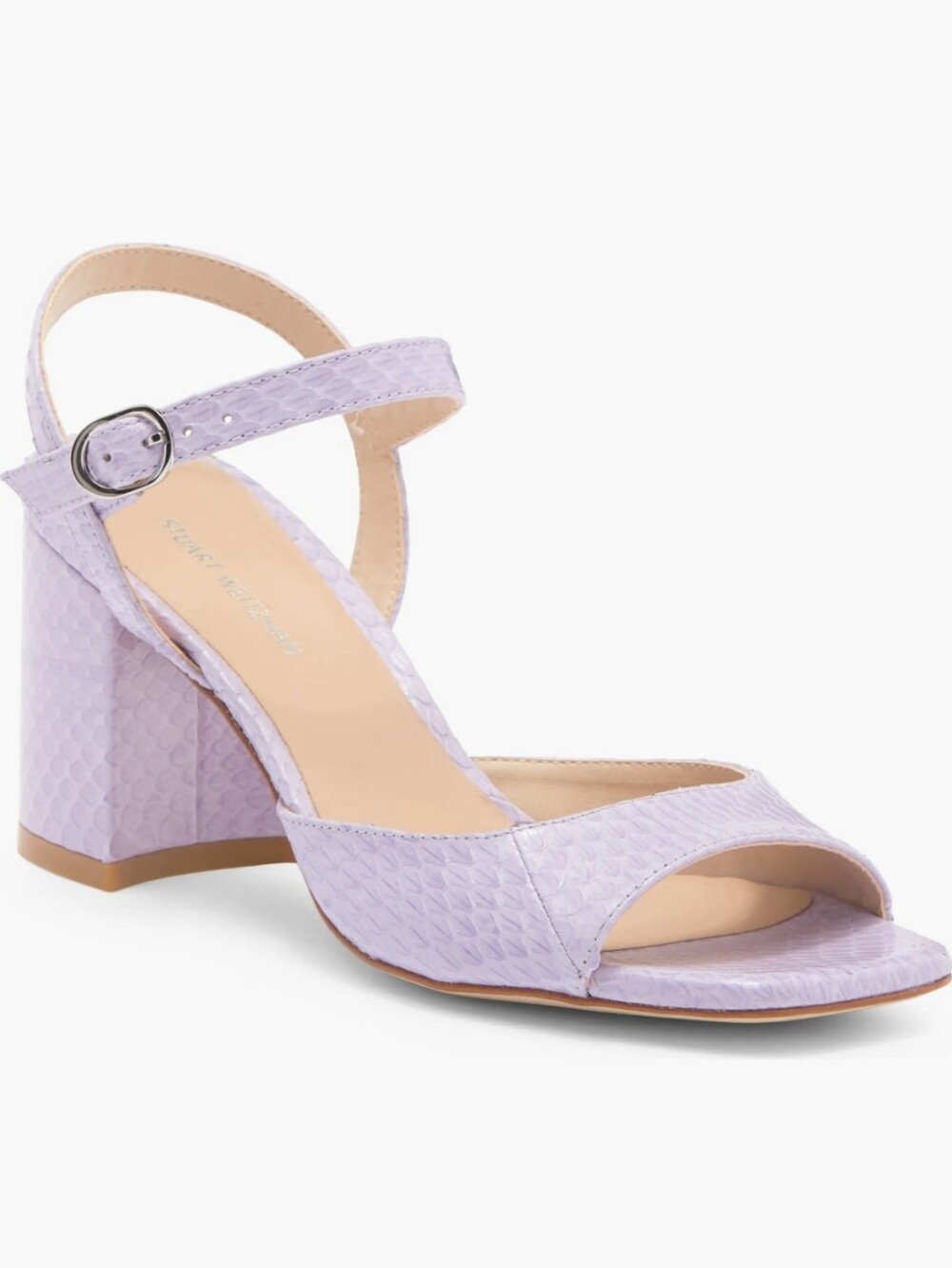 New STUART WEITZMAN 10 Lavender Lilac SNAKESKIN PYTHON EMBOSSED LEATHER Sandal